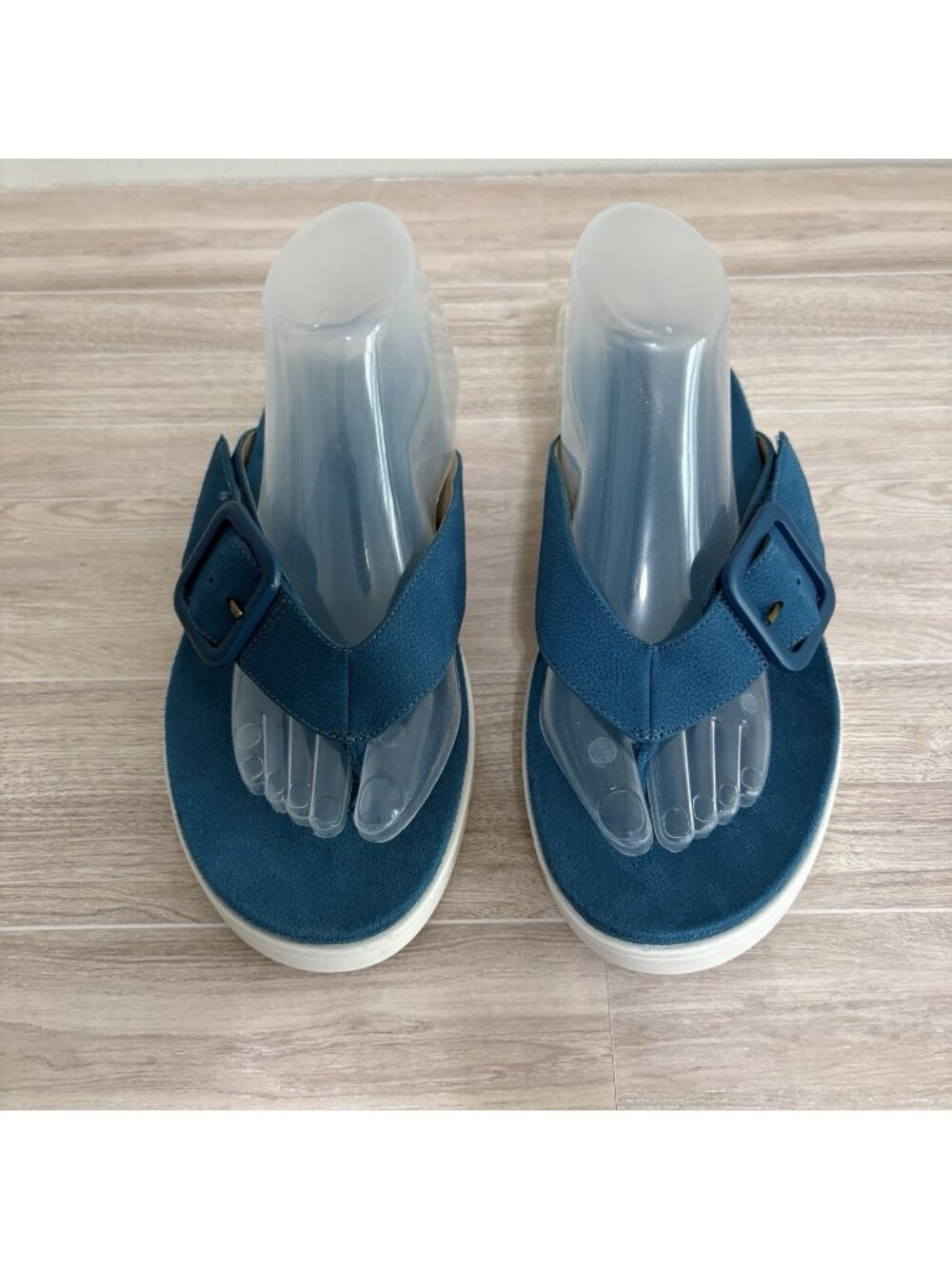 Vionic Uptown Marin Teal Slip On Toe Post Orthotic Sandals